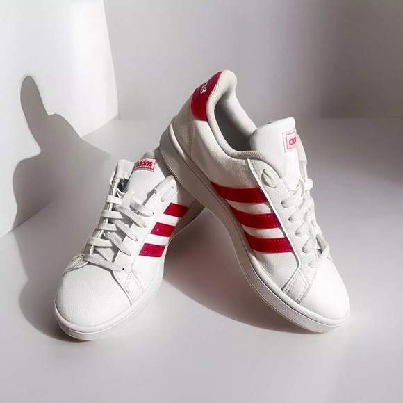 Size 8.5 - Women’s Adidas Grand Court Base White Vapour Pink - Picture 3 of 9